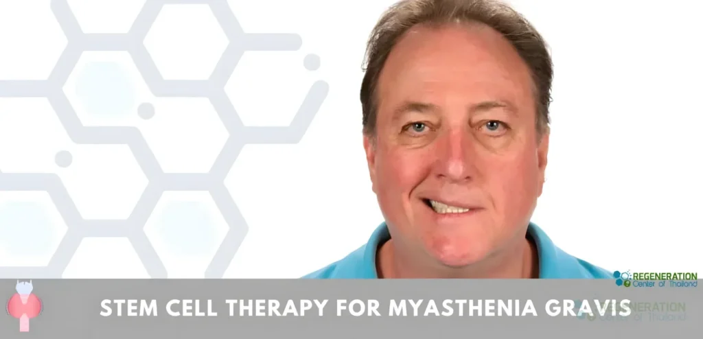 Patient portrait in a cell therapy banner for myasthenia gravis