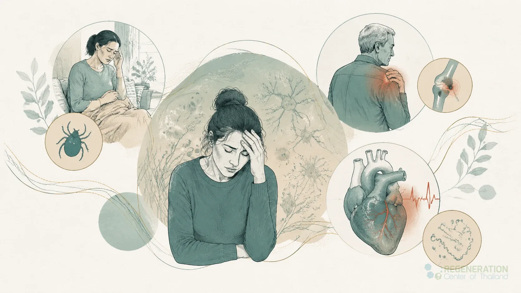Infographic summarizing long-term illness, relapse and untreated infection statistics in Lyme disease