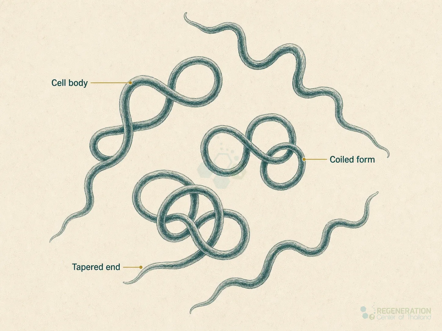 Microscopic illustration of Borrelia burgdorferi bacteria