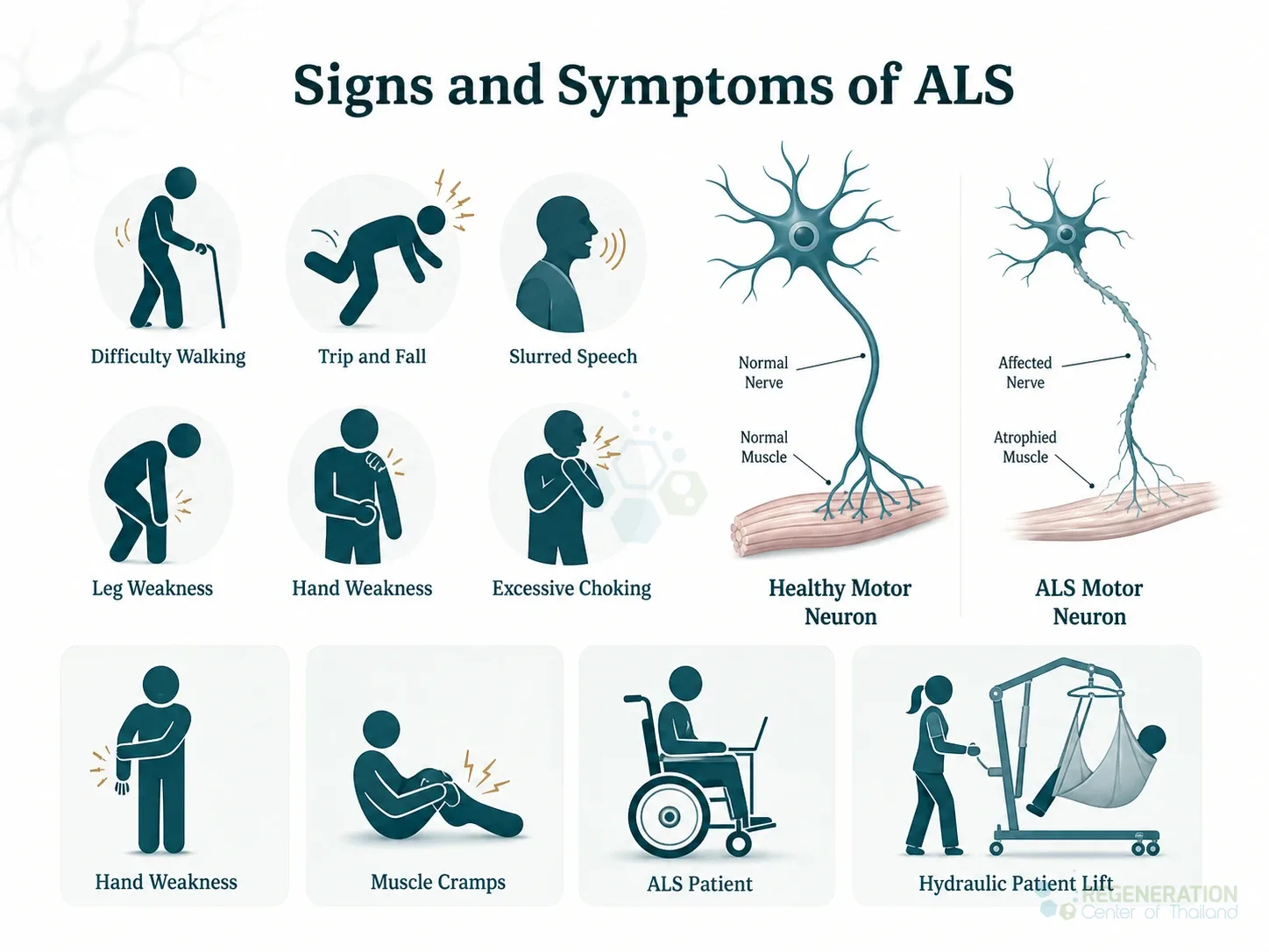 ALS motor neuron disease therapy diagram for Neurogenic Stem Cell Therapy for ALS Neuroinflammation Modulation.