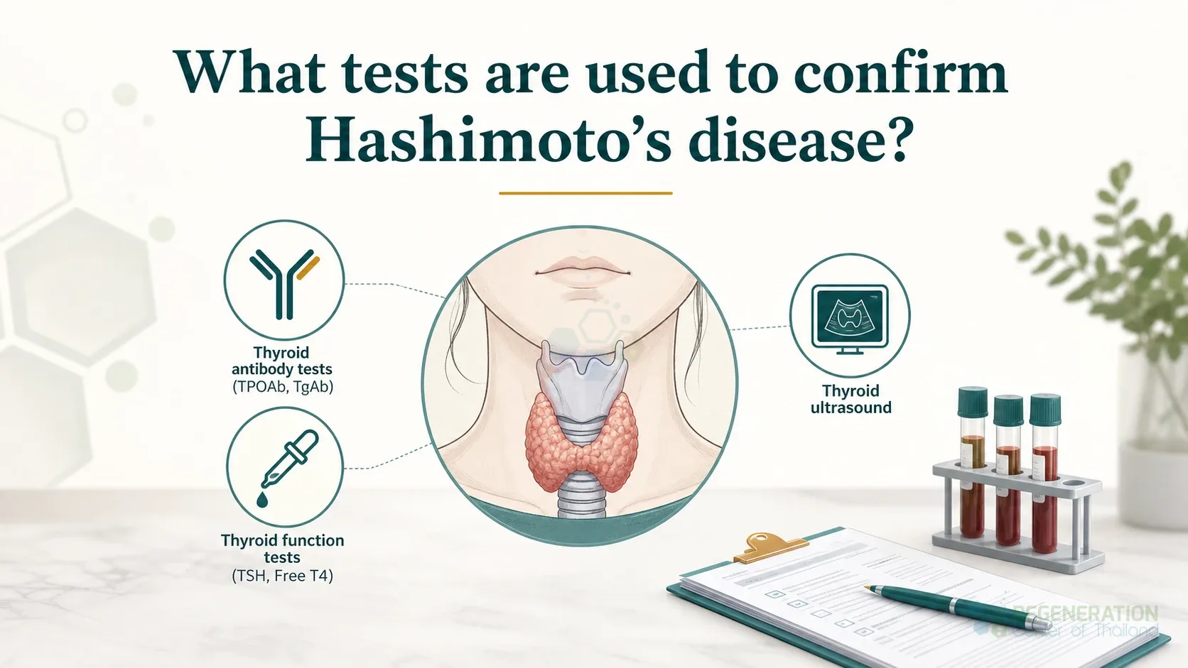 Illustration of autoimmune thyroiditis affecting the thyroid gland for Stem Cell Treatment for Hashimoto’s Disease & Chronic Thyroiditis.