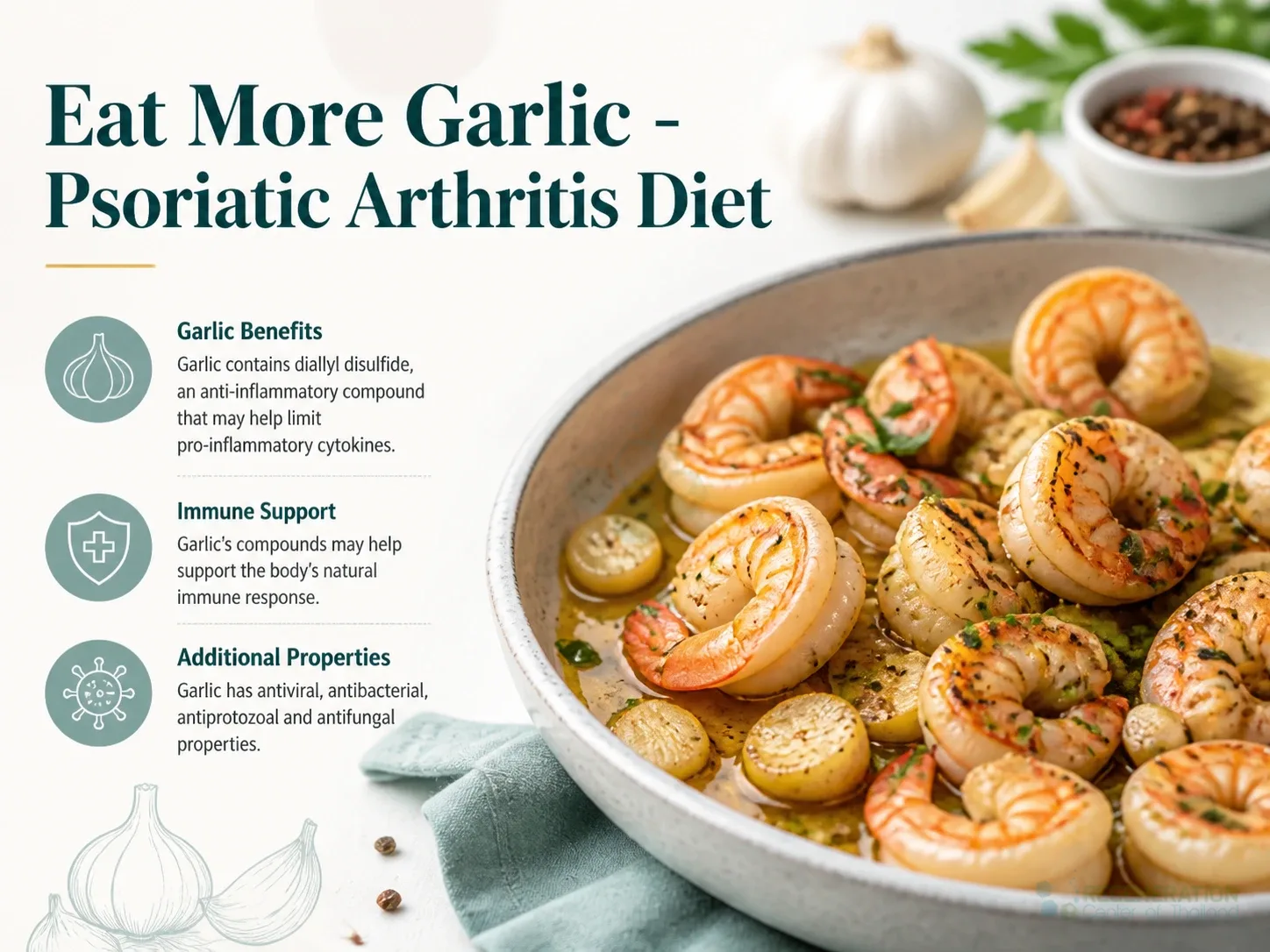 Shrimp cooked with garlic, chilli and black pepper for 10 Anti-Inflammatory Foods to Fight Osteoarthritis.