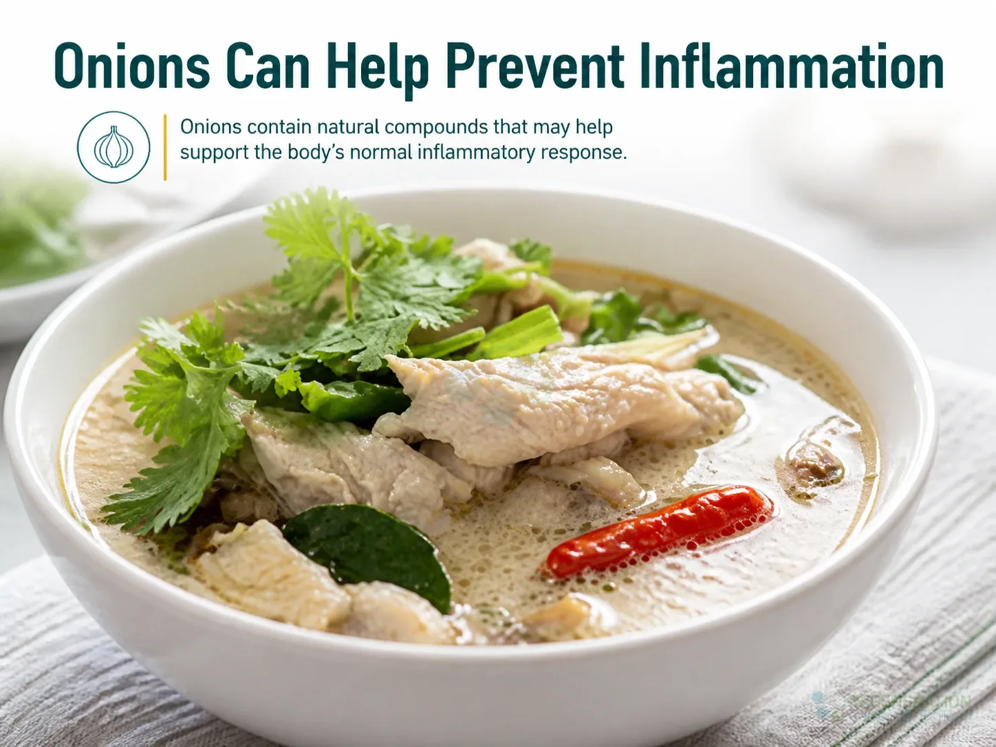Thai chicken soup prepared with ginger, garlic and herbs for 10 Anti-Inflammatory Foods to Fight Osteoarthritis.