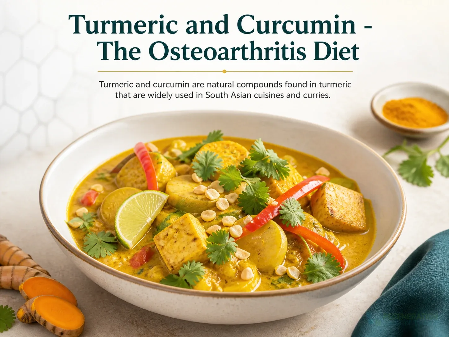 Thai vegetable curry prepared with turmeric and fresh herbs for 10 Anti-Inflammatory Foods to Fight Osteoarthritis.