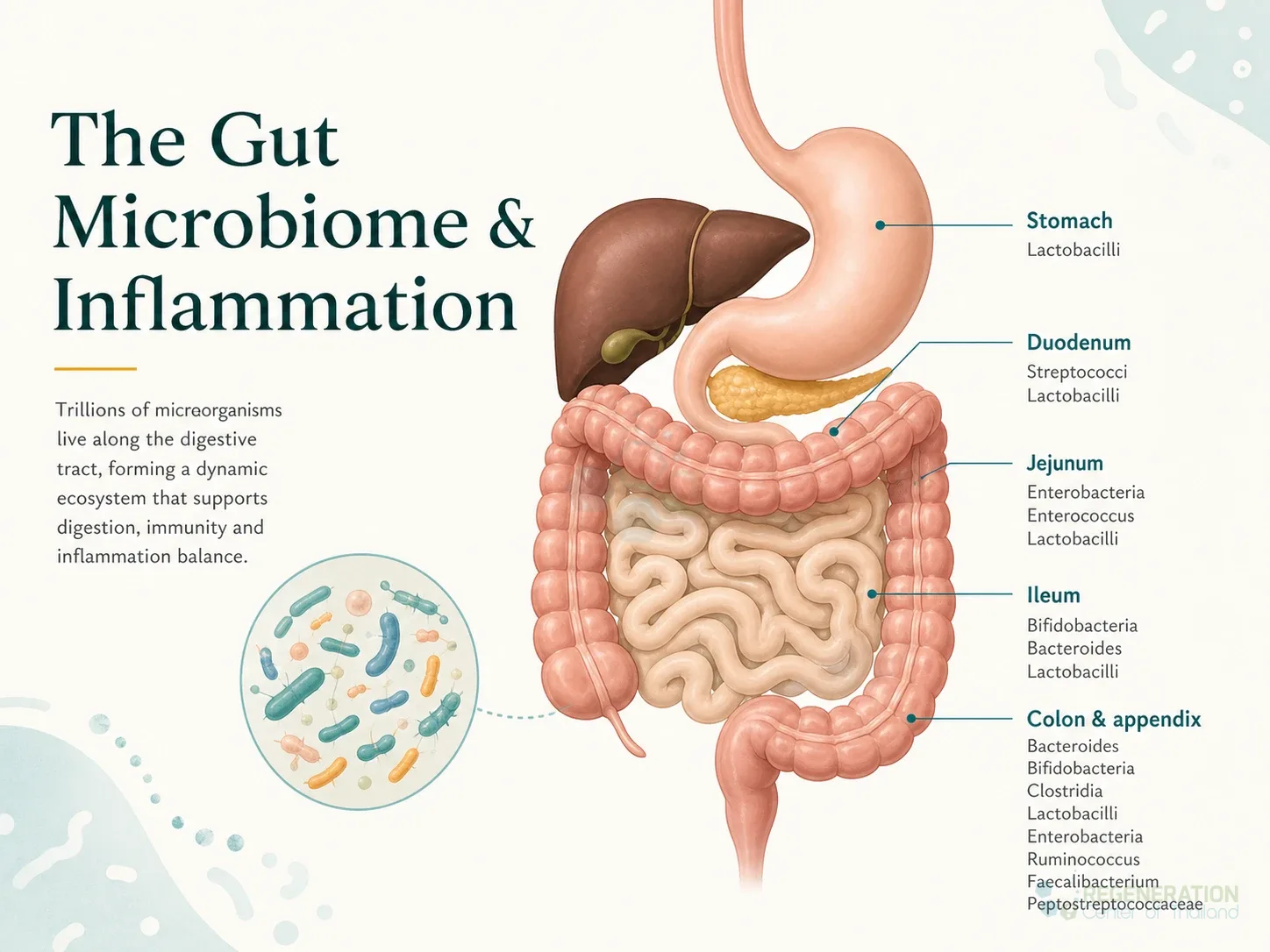 Digestive tract microorganisms and population ranges, unverified draft for editorial review