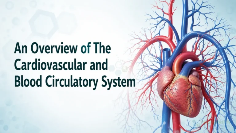 Illustration of the human heart and blood vessels in the cardiovascular system for An Overview of The Cardiovascular and Blood Circulatory System.