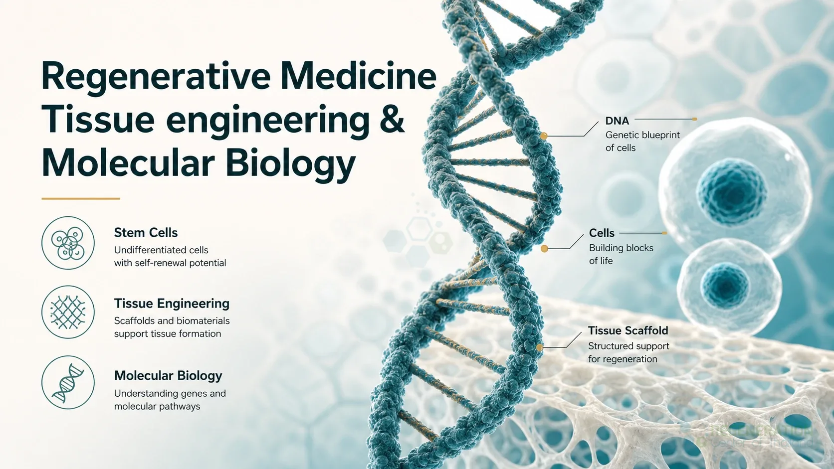 Clean clinical illustration for Regenerative Medicine Tissue engineering & Molecular Biology with concise explanatory text.