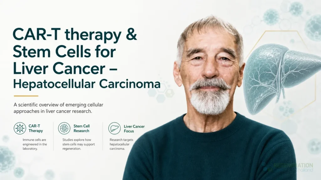 Clean clinical illustration for CAR-T therapy & Stem Cells for Liver Cancer – Hepatocellular Carcinoma with concise explanatory text.