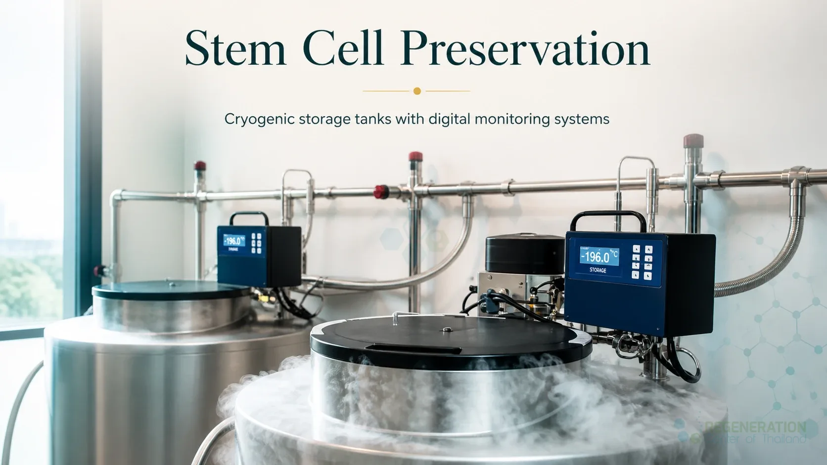 Cryogenic storage tanks with digital monitoring systems for Cell Collection & Cryopreservation for Stemcell Banking.