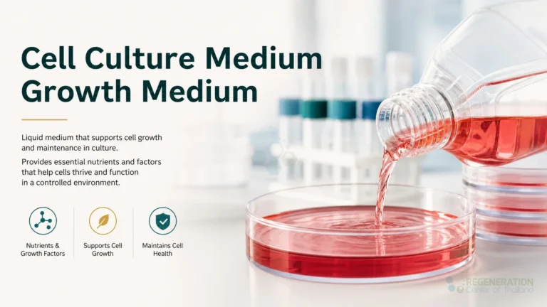 Clean clinical illustration for Cell Culture Medium Growth Medium with concise explanatory text.