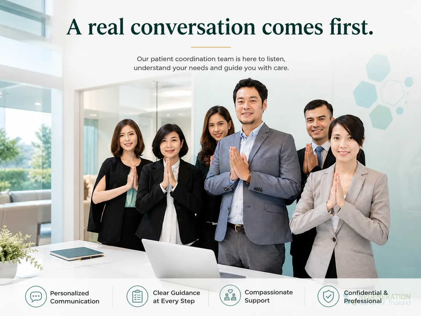 Regeneration Center patient coordination team welcoming visitors for Contact The Regeneration Center.