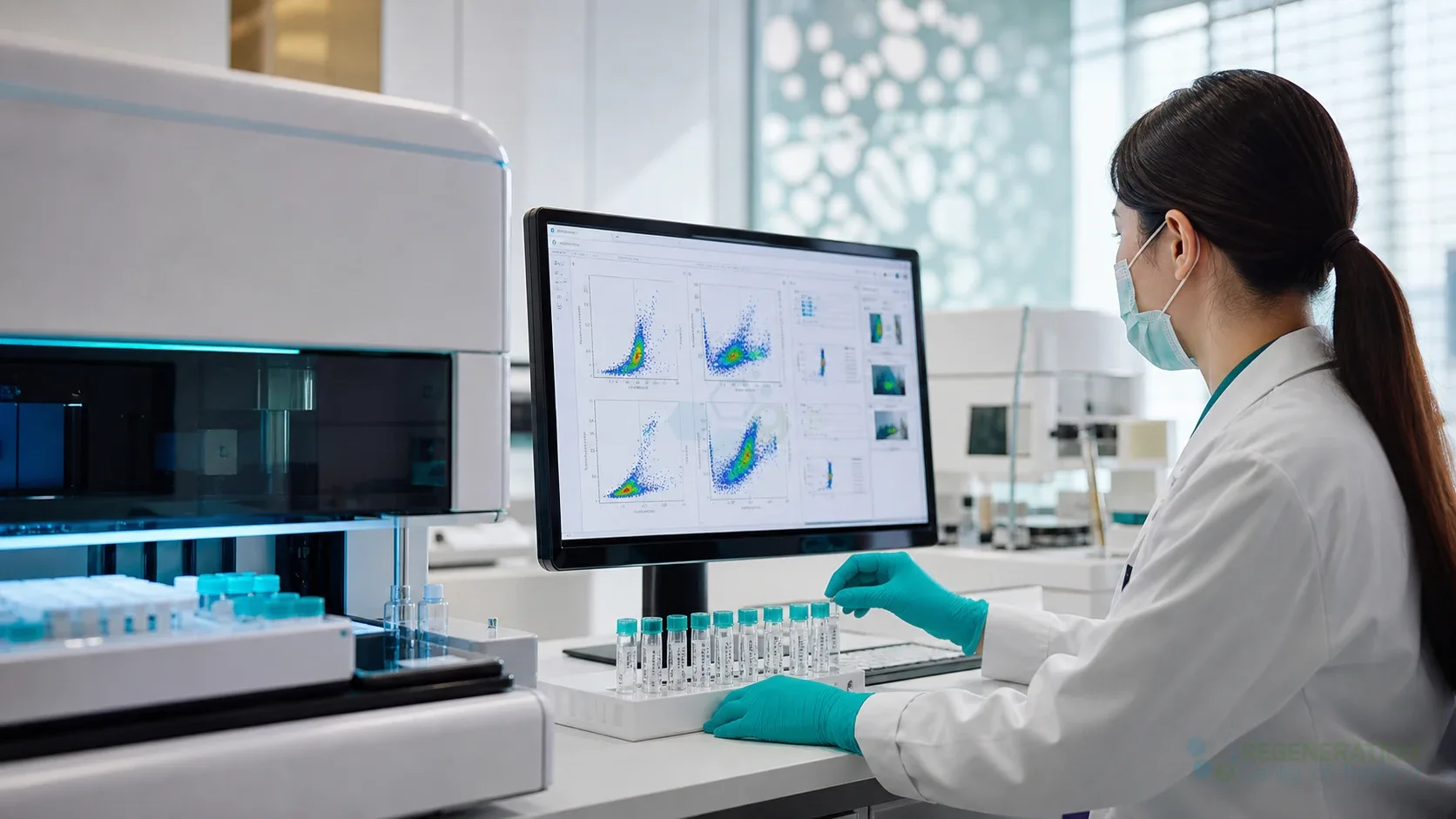 Regeneration Center flow cytometry laboratory with automated analyzers for Flow Cytometry to Analyze & Count Cell Populations.