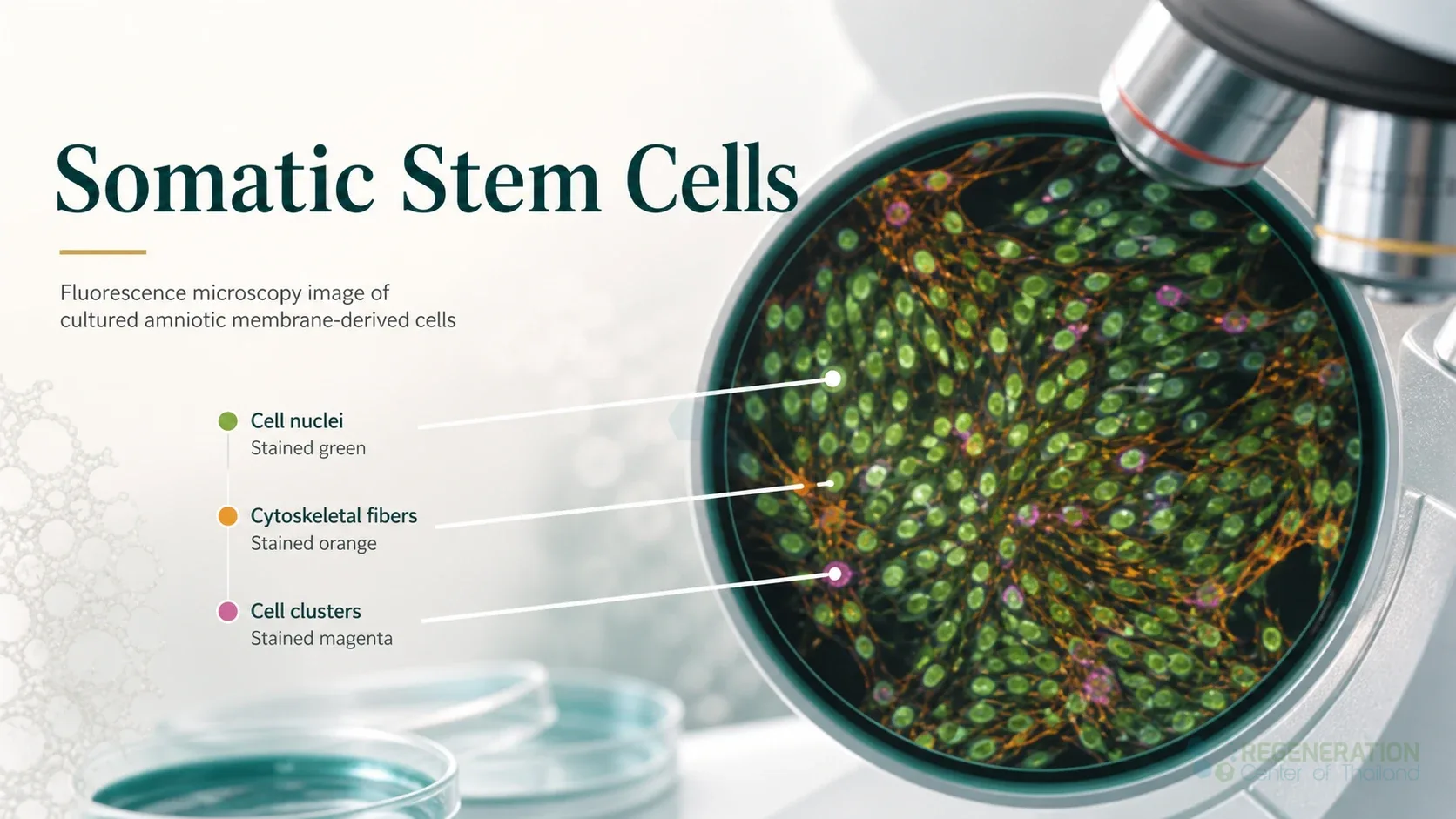 Clean clinical illustration for Somatic Stem Cells with concise explanatory text.