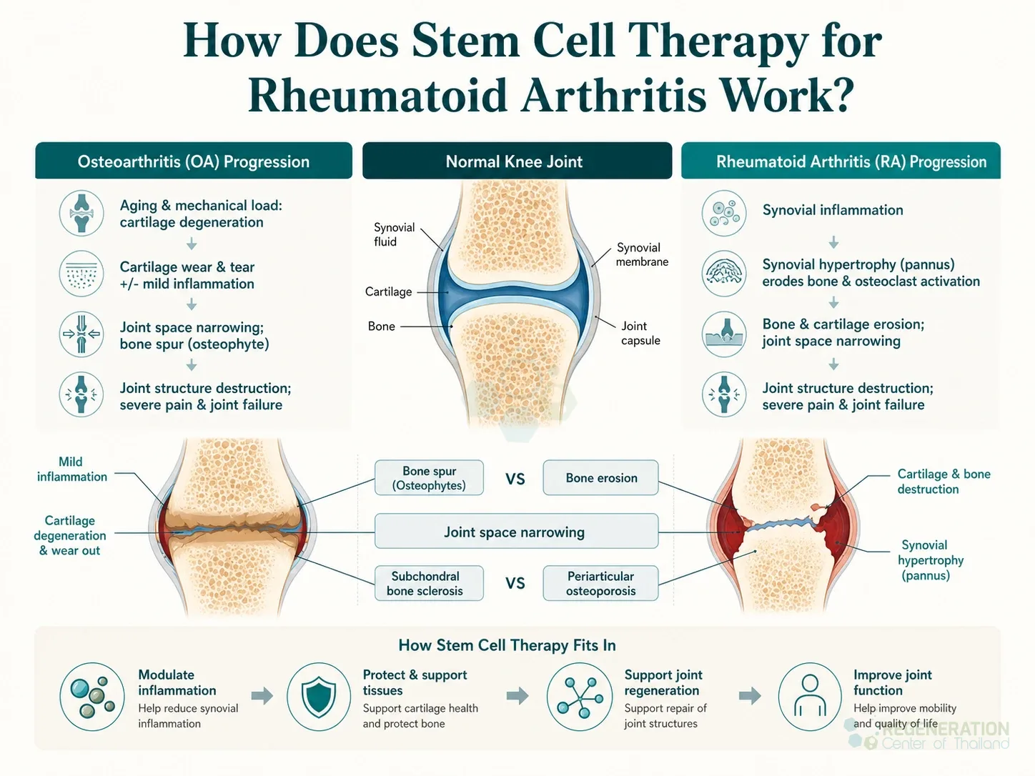 Clinical editorial image for How Does Stem Cell Therapy for Rheumatoid Arthritis Work?, including the section headline.