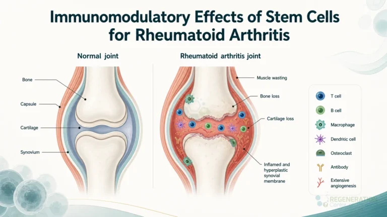 Clinical editorial image for Immunomodulatory Effects of Stem Cells for Rheumatoid Arthritis, including the section headline.