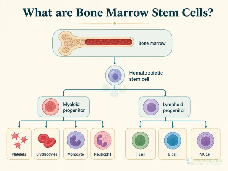 Clean clinical blood cell differentiation diagram