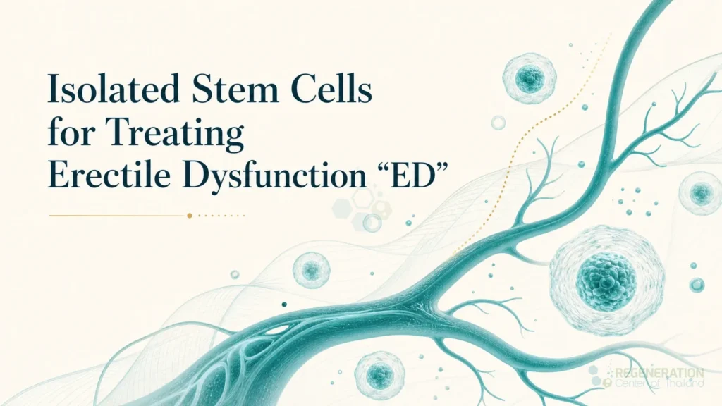 Abstract clinical editorial image for Isolated Stem Cells for Treating Erectile Dysfunction “ED”, including the section headline.