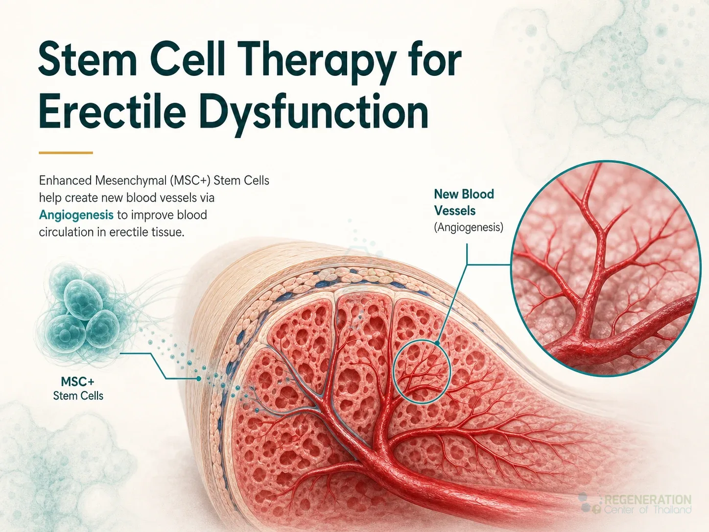 Clinical editorial image for Stem Cell Therapy for Erectile Dysfunction, including the section headline.