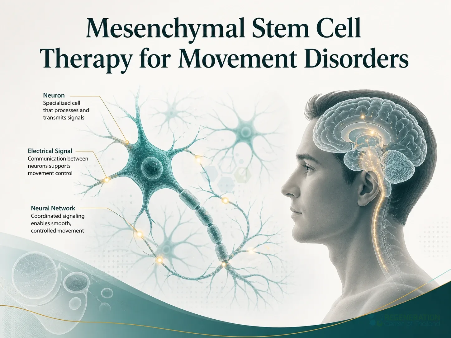 Clinical editorial image for Mesenchymal Stem Cell Therapy for Movement Disorders, including the section headline.