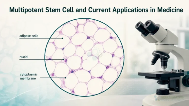 Clean clinical illustration for Multipotent Stem Cell and Current Applications in Medicine with concise explanatory text.