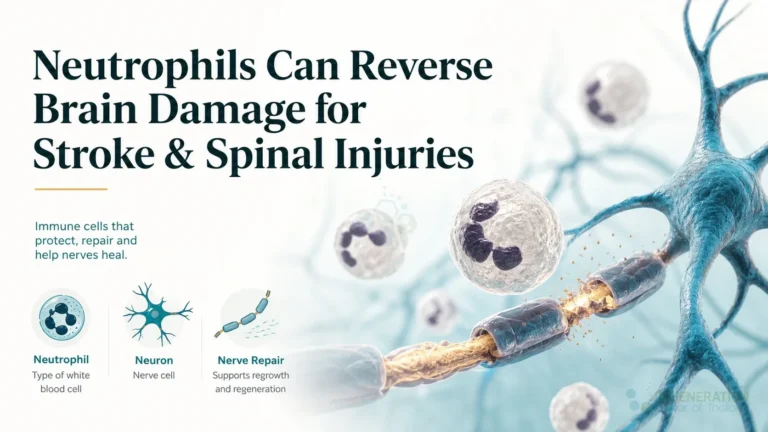 Illustration of neurons and immune cells in clinical and experimental neuroimmunology for Neutrophils Can Reverse Brain Damage for Stroke & Spinal Injuries.