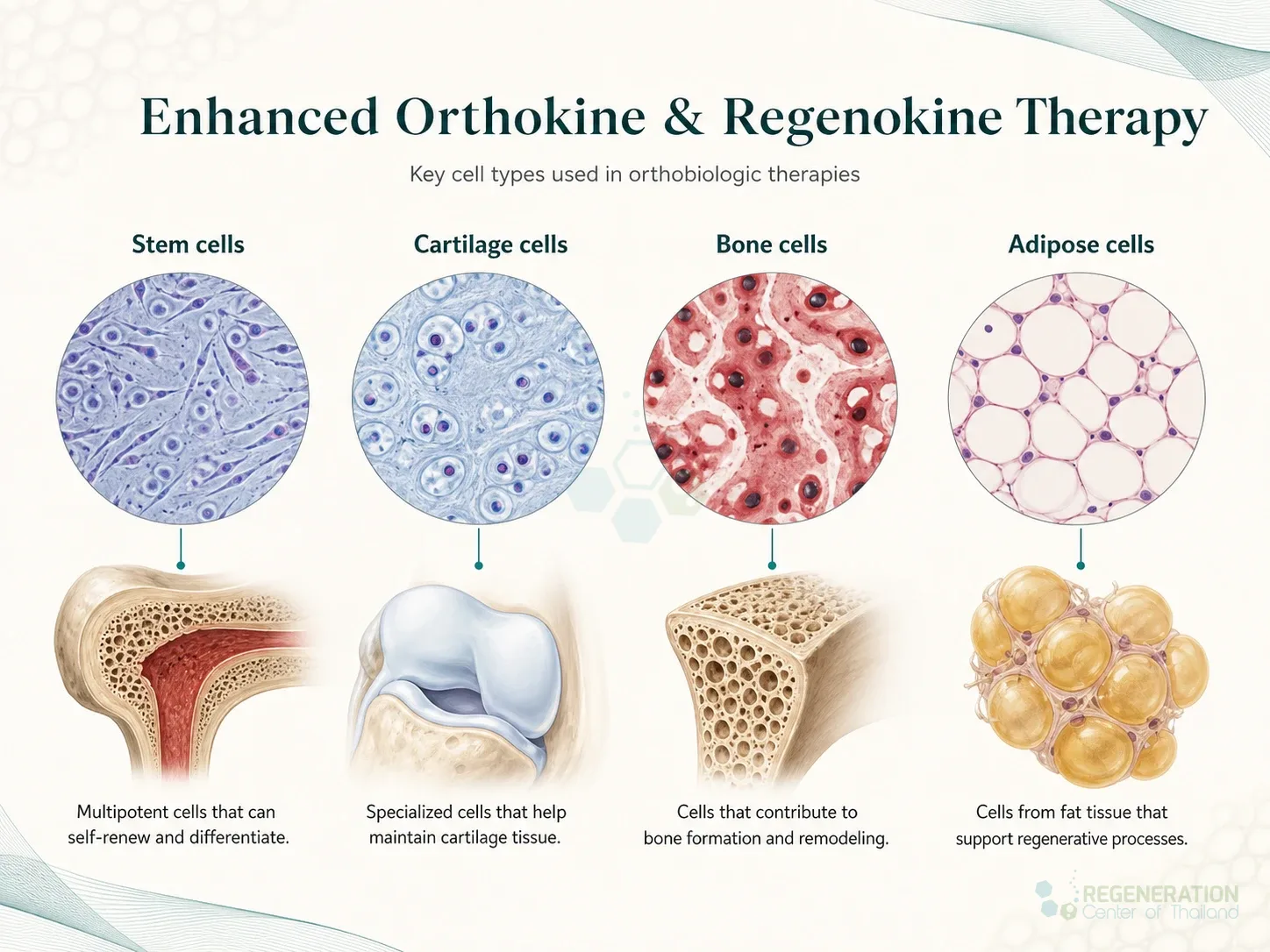 Clinical editorial image for Enhanced Orthokine & Regenokine Therapy, including the section headline.