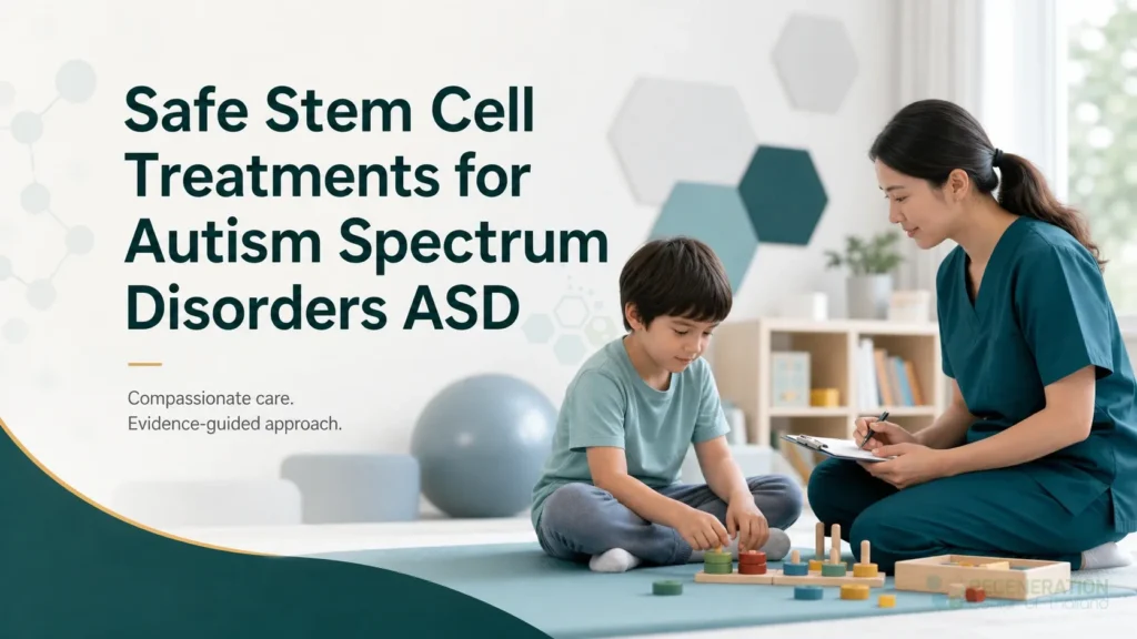 Clinical editorial image for Safe Stem Cell Treatments for Autism Spectrum Disorders ASD, including the section headline.