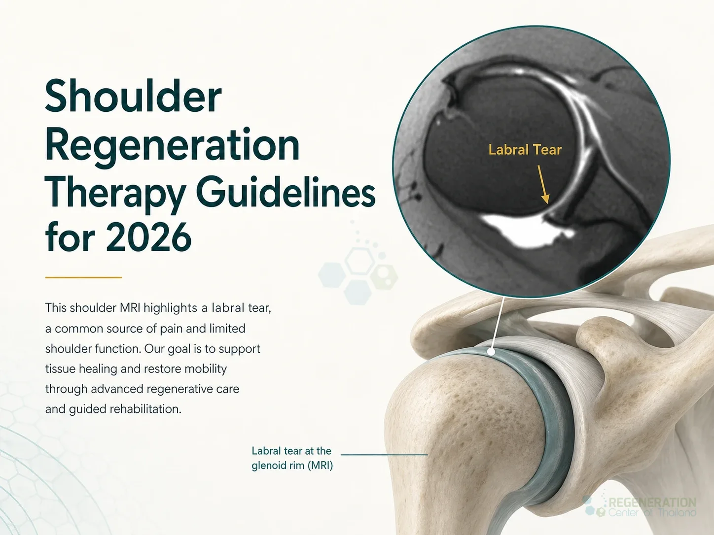 Clinical editorial image for Shoulder Regeneration Therapy Guidelines for 2026, including the section headline.