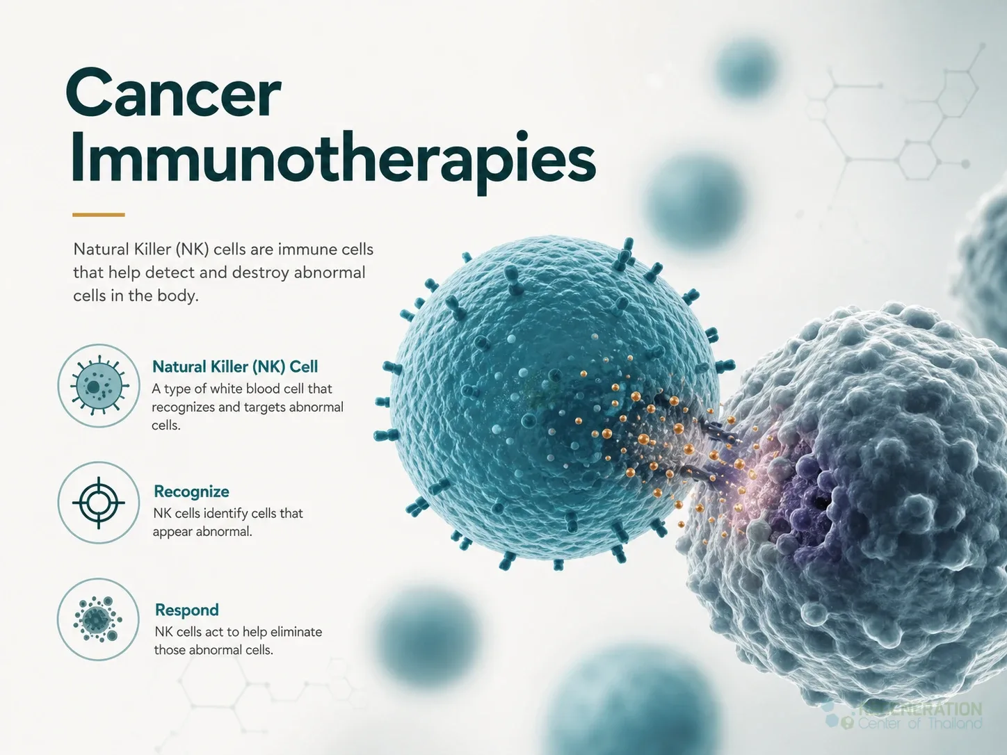 Clean clinical illustration for Cancer Immunotherapies with concise explanatory text.