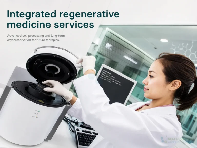 Editorial illustration for Integrated regenerative medicine services, including the authored section headline.
