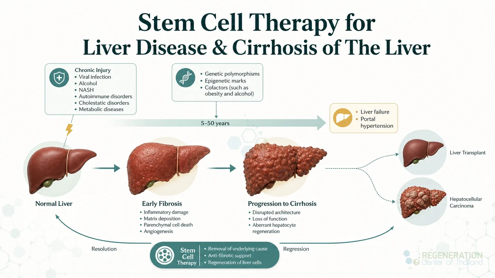 Clinical editorial image for Stem Cell Therapy for Liver Disease & Cirrhosis of The Liver, including the section headline.