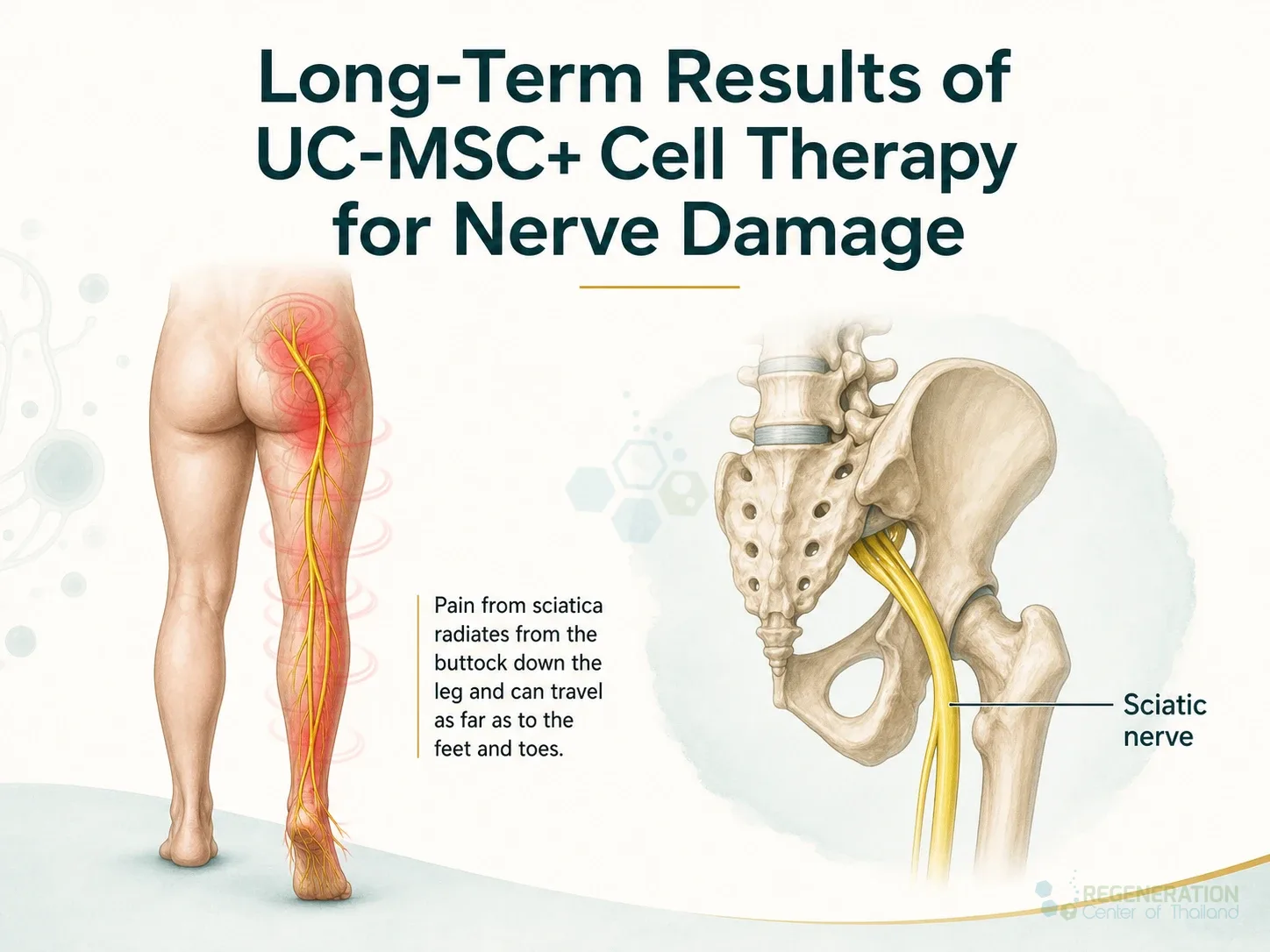 Clinical editorial image for Long-Term Results of UC-MSC+ Cell Therapy for Nerve Damage, including the section headline.