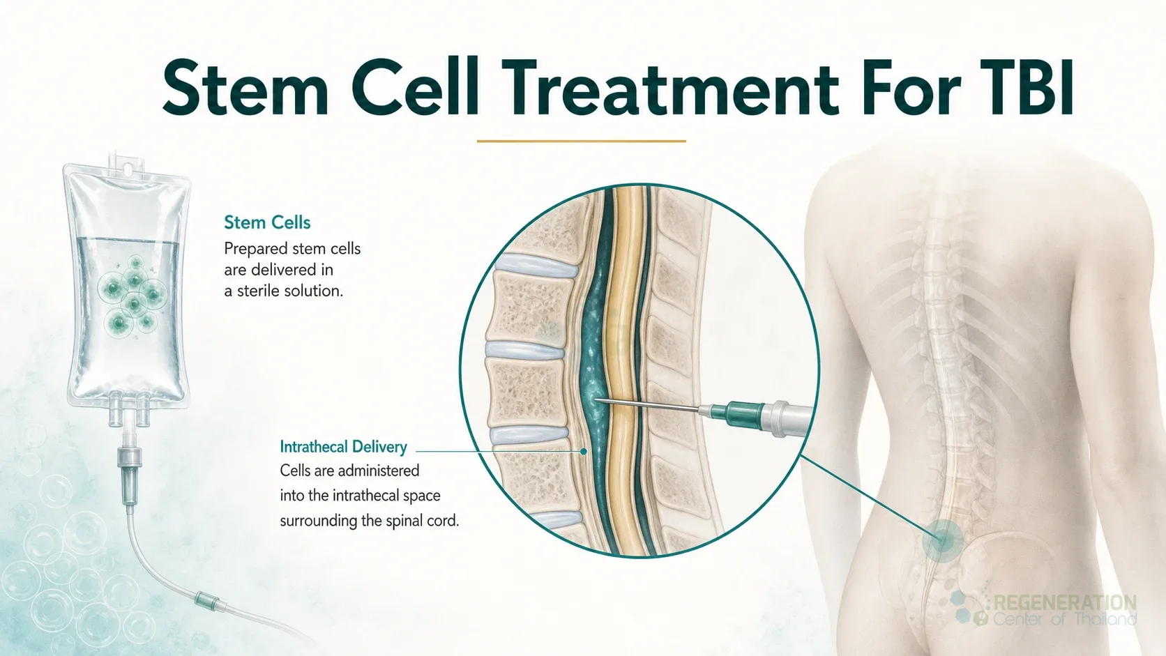 Clinical editorial image for Stem Cell Treatment For TBI, including the section headline.
