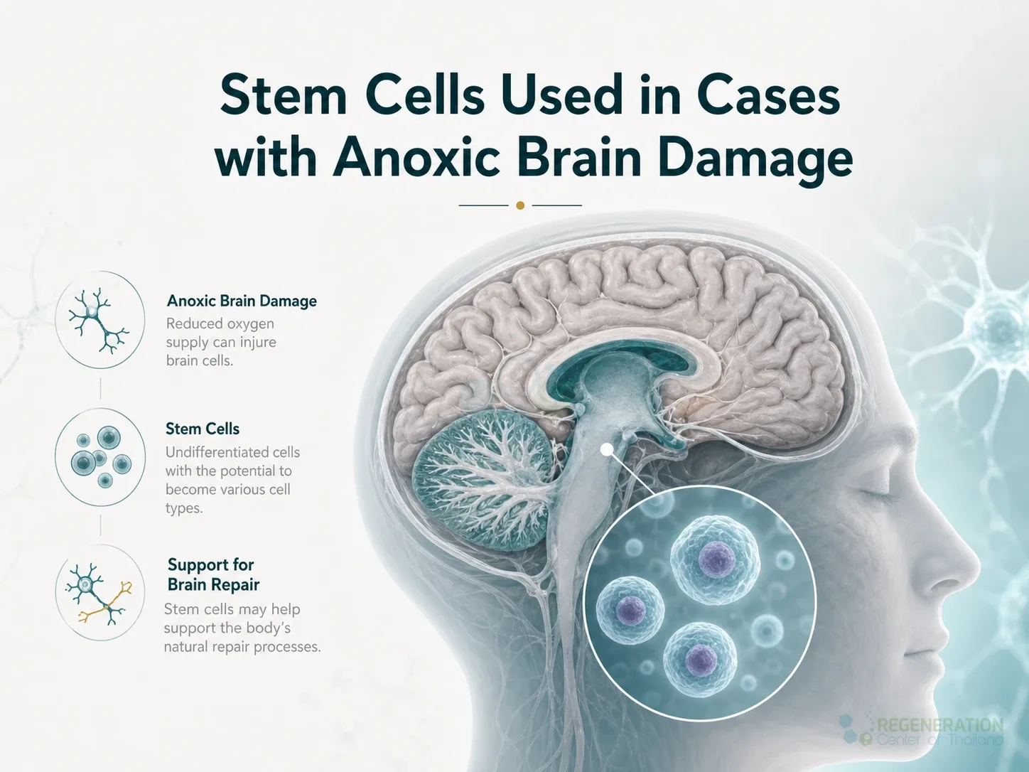 Clinical editorial image for Stem Cells Used in Cases with Anoxic Brain Damage, including the section headline.