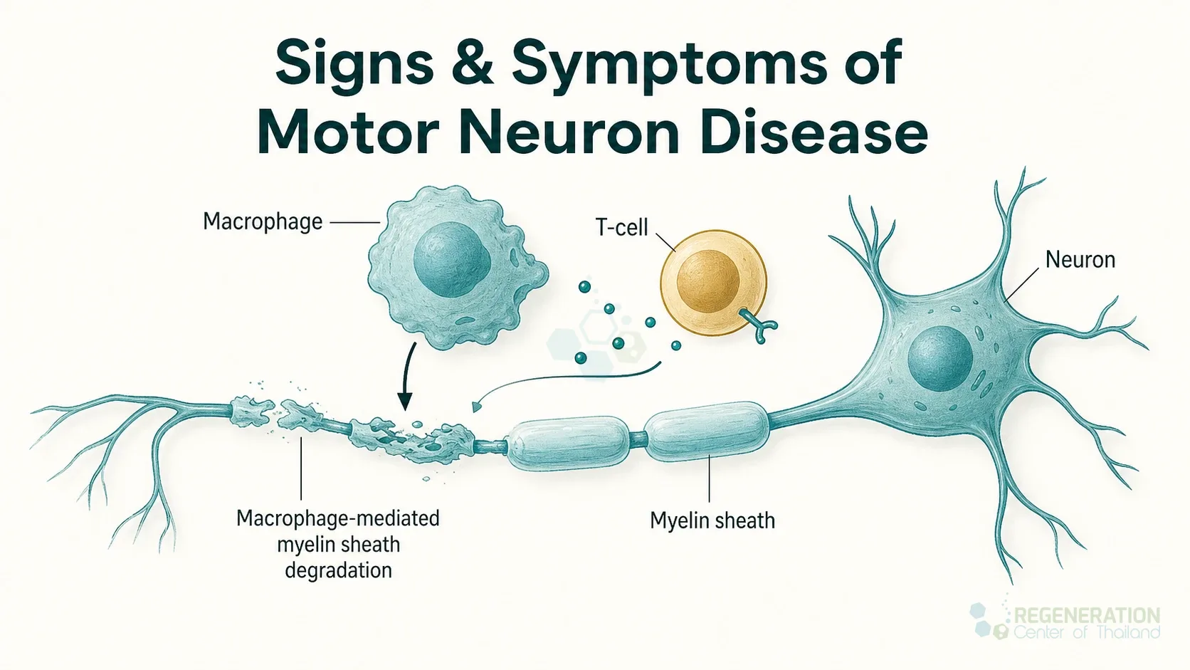 Clinical editorial image for Signs & Symptoms of Motor Neuron Disease, including the section headline.