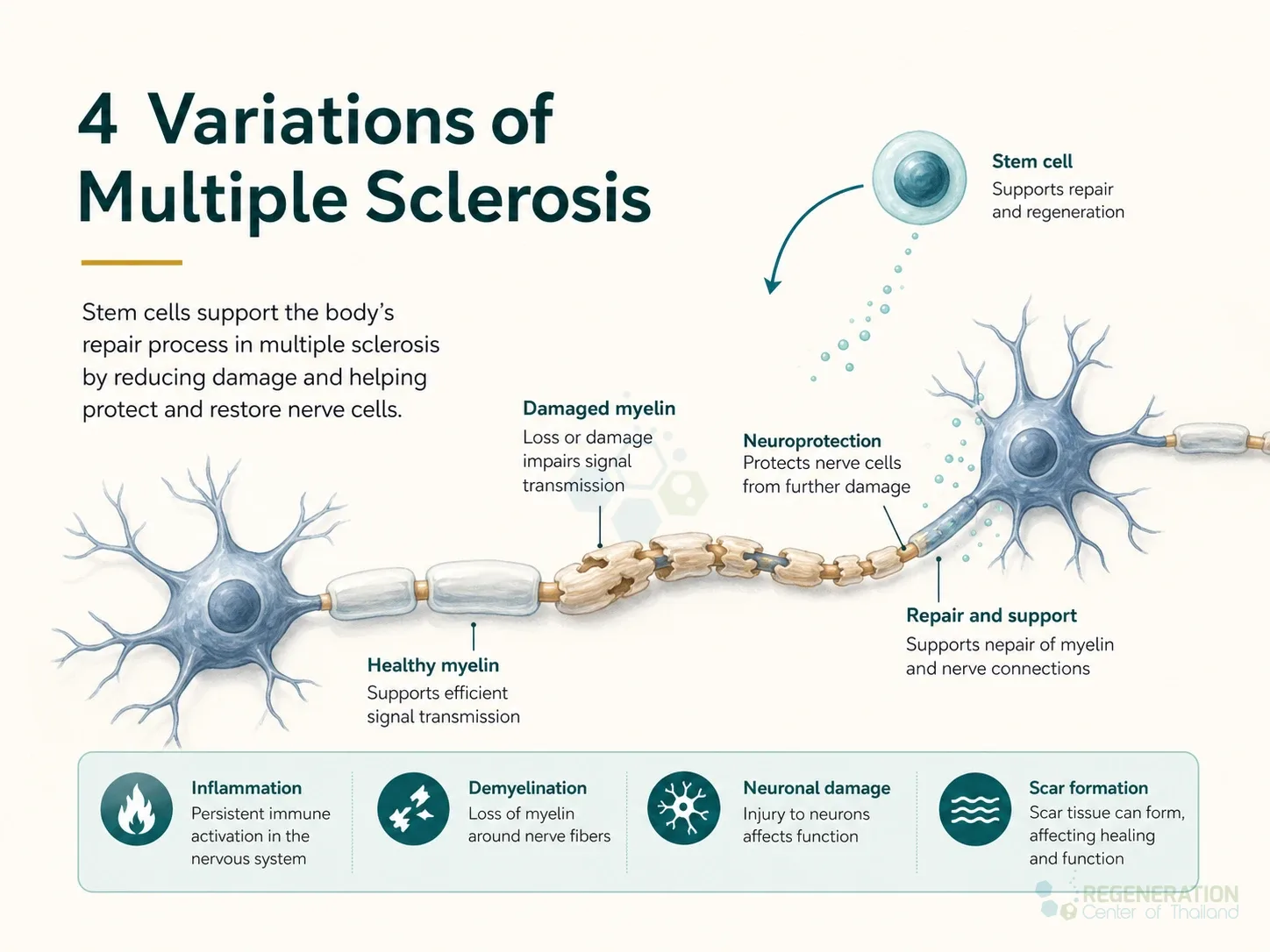 Clinical editorial image for 4 Variations of Multiple Sclerosis, including the section headline.