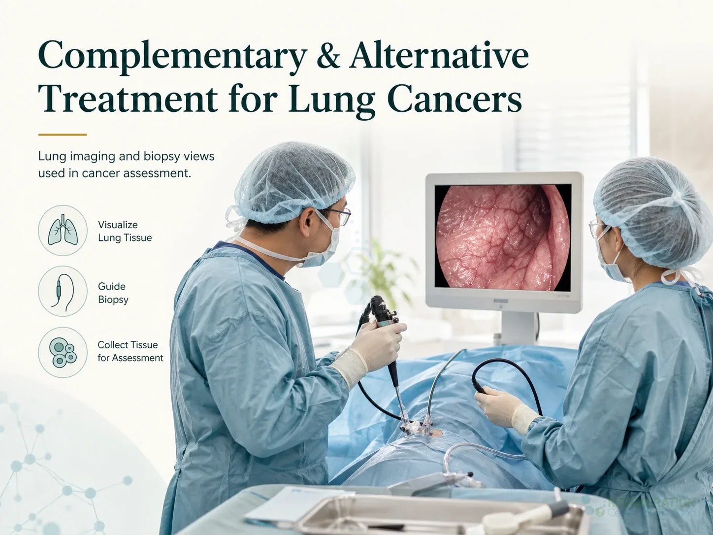 Clean clinical illustration for Complementary & Alternative Treatment for Lung Cancers with concise explanatory text.