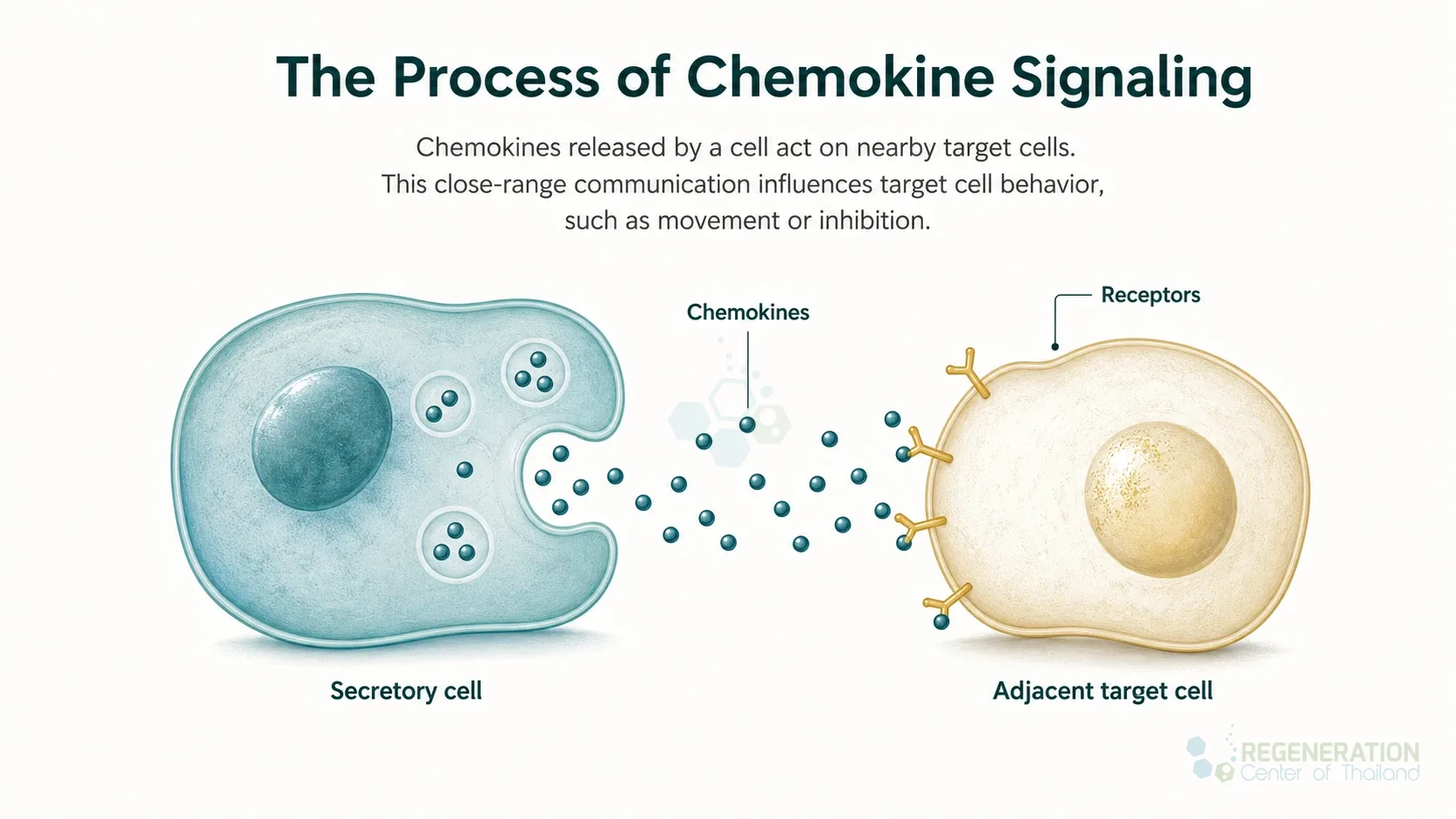 Clean clinical illustration for The Process of Chemokine Signaling with concise explanatory text.