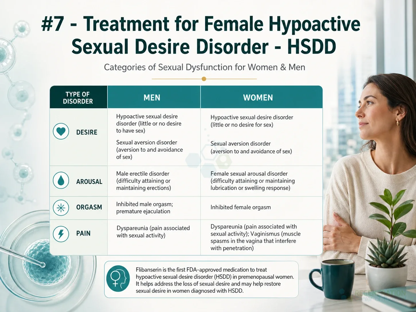 Table listing categories of sexual dysfunction in women and men for Top 9 Medical Breakthroughs in 2026.