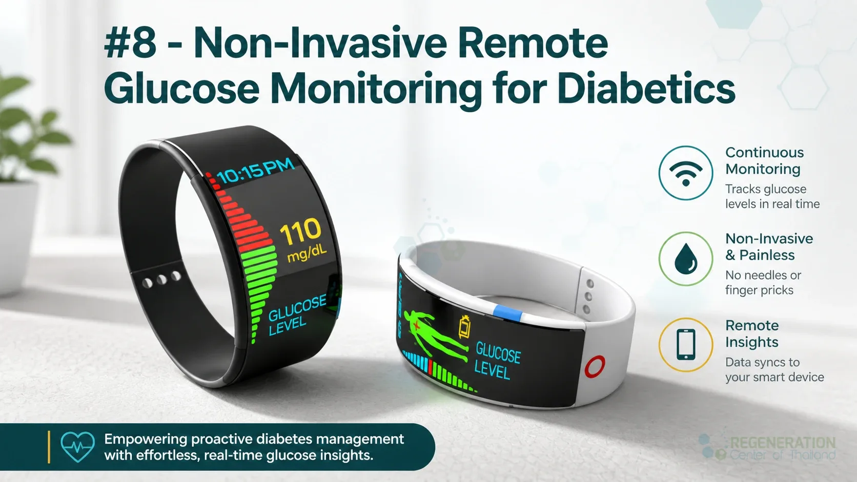Concept illustration of wearable wristbands for noninvasive glucose monitoring for Top 9 Medical Breakthroughs in 2026.