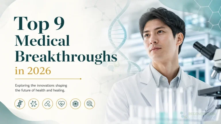 Medical innovation graphic introducing major health breakthroughs for Top 9 Medical Breakthroughs in 2026.