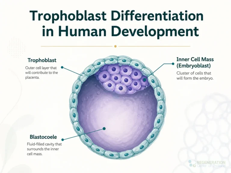 Blastocyst cross-section identifying the inner cell mass, trophoblast and blastocoele for Trophoblast Differentiation in Human Development.