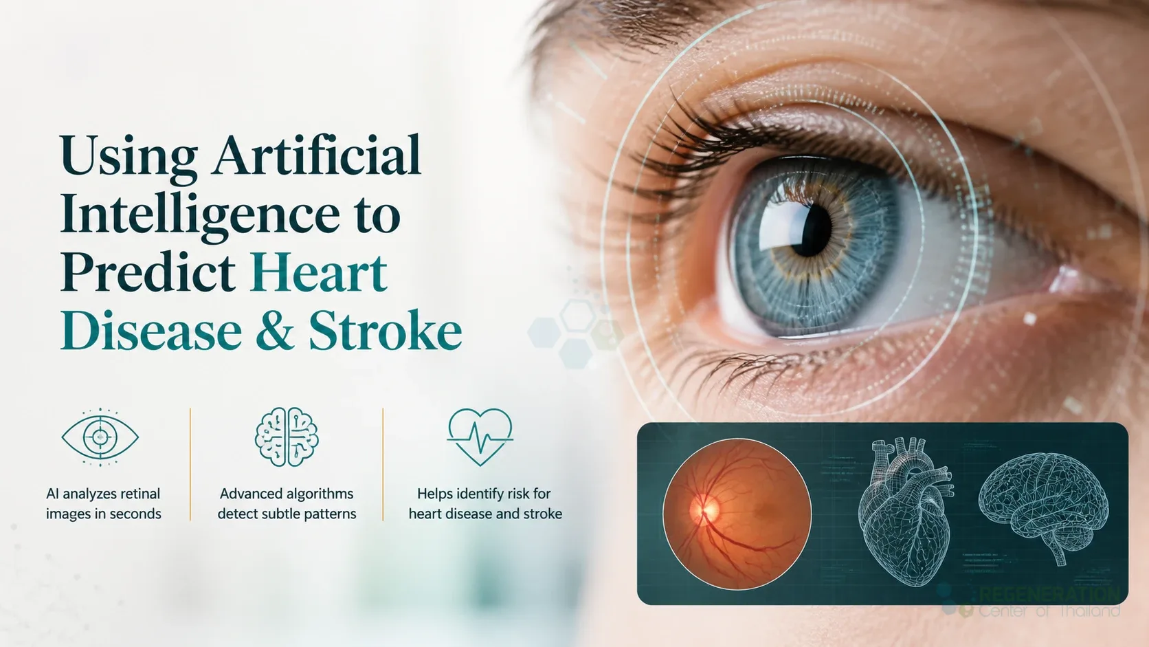 Digital eye illustration representing artificial intelligence analysis for heart disease risk for Using Artificial Intelligence to Predict Heart Disease & Stroke.